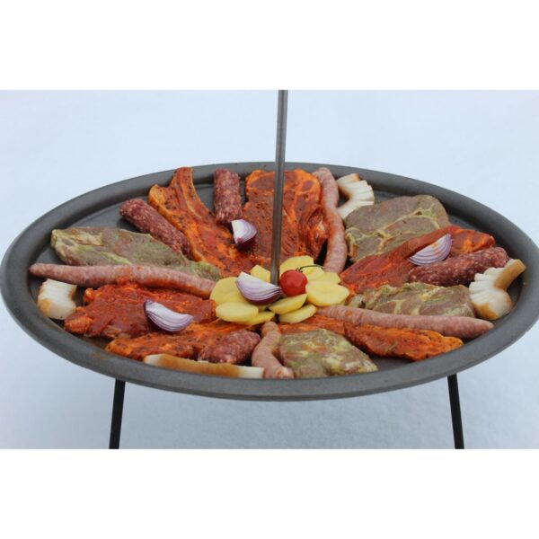 Disc pentru gratar, fonta, tip grill, cu picioare si agatator, 50 cm, Barbeque  - imagine 7