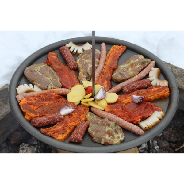 Disc pentru gratar, fonta, tip grill, cu picioare si agatator, 50 cm, Barbeque  - imagine 5