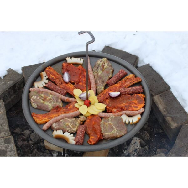 Disc pentru gratar, fonta, tip grill, cu picioare si agatator, 50 cm, Barbeque  - imagine 3