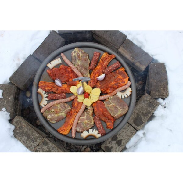 Disc pentru gratar, fonta, tip grill, cu picioare si agatator, 50 cm, Barbeque  - imagine 4