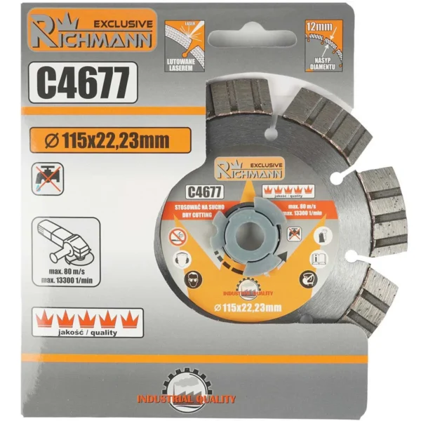 Disc diamantat segmentat, beton, caramida, taiere uscata, 115 mm/22.23 mm, Richmann Exclusive - imagine 3