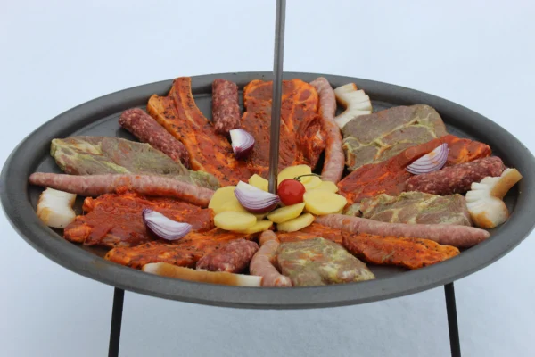 Disc pentru gratar, fonta, tip grill, cu picioare si agatator, 50 cm, Barbeque  - imagine 10