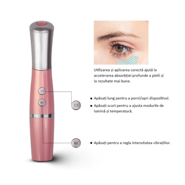 Dispozitiv Electric de Masaj Facial cu Jad Roz Natural, Fototerapie - imagine 10