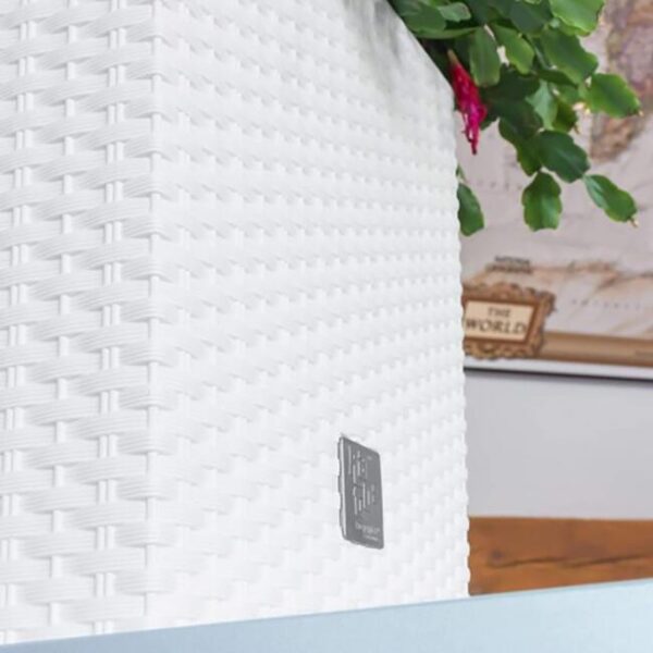 Ghiveci de flori, Prosperplast, Rato Low, patrat, 6.8 L, imitatie ratan, alb, 20x20x20.2 cm - imagine 4