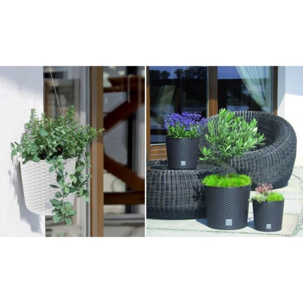 Ghiveci decorativ cu lant, rotund, maro, 25.6x21.9 cm, Rato Round WS - imagine 9
