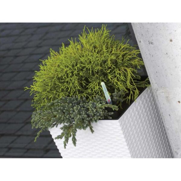 Ghiveci de flori, Prosperplast, Rato Low, patrat, 32 L, imitatie ratan, alb, 32x32x32.5 cm - imagine 2