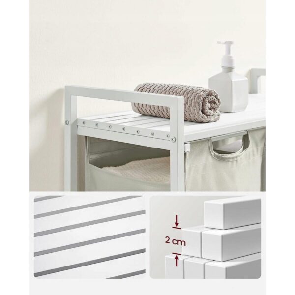 Dulap baie, Artool, placa raft MDF, cadru otel, 2 compartimente rufe, alb, 73x33x72 cm - imagine 3