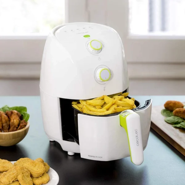 Friteuza cu aer cald, fara ulei, Cecotec Cecofry Compact Rapid, 900 W, 1.5 L, timer si termostat reglabil, tehnologie PerfectCook - Alba - imagine 5