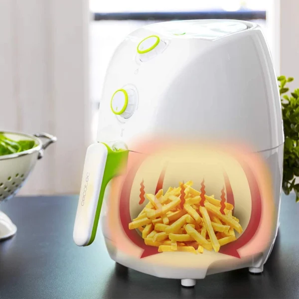 Friteuza cu aer cald, fara ulei, Cecotec Cecofry Compact Rapid, 900 W, 1.5 L, timer si termostat reglabil, tehnologie PerfectCook - Alba - imagine 6
