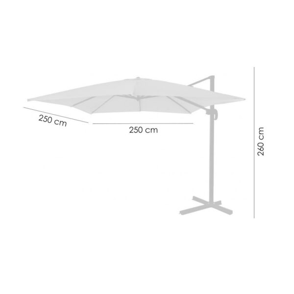 Umbrela gradina/terasa, cu articulatie, gri, 250x250 cm, Roma - imagine 13
