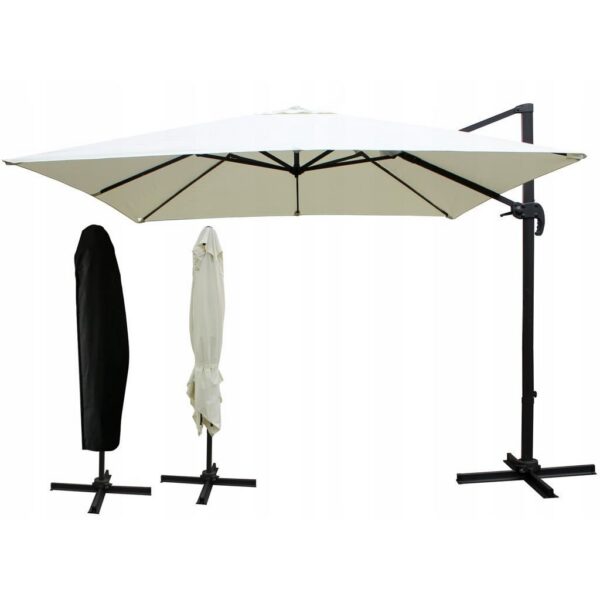 Umbrela gradina/terasa, patrata, cu articulatie, crem, 300x300 cm, Roma - imagine 8