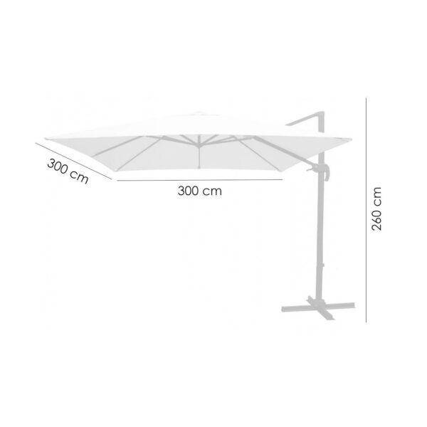 Umbrela gradina/terasa, patrata, cu articulatie, crem, 300x300 cm, Roma - imagine 11