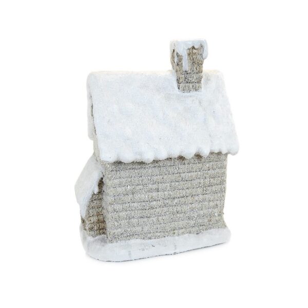 Decoratiune iarna, ceramica, casa cu ferestre luminate, alb si bej, LED, 3xAAA, 25x18x36 cm - imagine 2