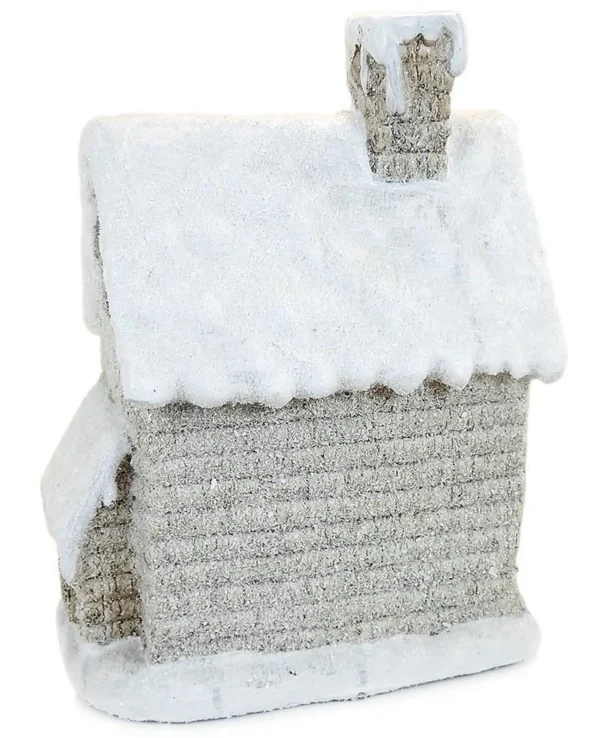 Decoratiune iarna, ceramica, casa cu ferestre luminate, alb si bej, LED, 3xAAA, 25x18x36 cm - imagine 5