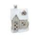 Decoratiune iarna, ceramica, casa cu ferestre luminate, alb si bej, LED, 3xAAA, 25x18x36 cm - imagine 3