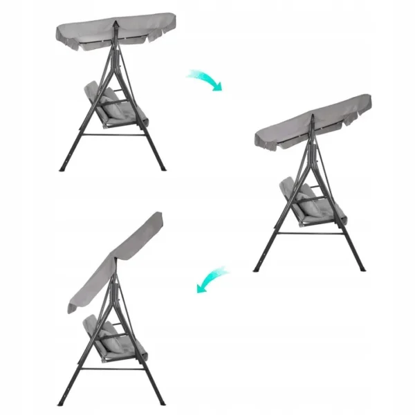 Balansoar gradina, 3 locuri, gri deschis, 170x110x150 cm, Luna - imagine 10