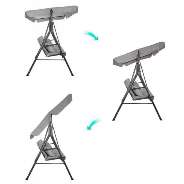 Balansoar gradina, 3 locuri, gri deschis, 170x110x150 cm, Luna - imagine 8
