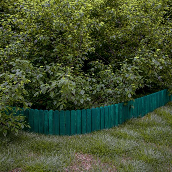 Gard de gradina decorativ din lemn, verde, 200x30 cm - imagine 5