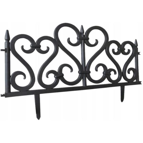 Gard de gradina decorativ, plastic negru, set 4 buc, 59.5x37 cm - imagine 3