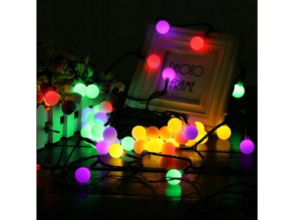 Ghirlanda luminoasa solara cu 50 de globuri multicolore, 7 m lungime, impermeabila - imagine 3