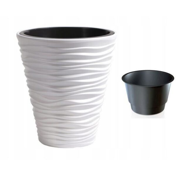 Ghiveci decorativ de flori, rotund, alb, 34.5x38.5 cm, Sand - imagine 4