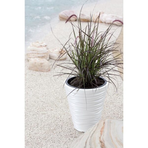 Ghiveci decorativ de flori, rotund, alb, 34.5x38.5 cm, Sand - imagine 5
