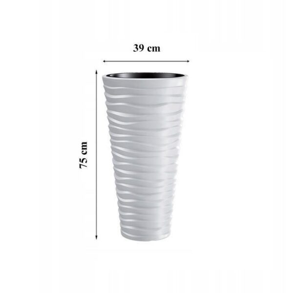 Ghiveci decorativ de flori, rotund, inalt, alb, 39x75 cm, Sand Slim - imagine 5
