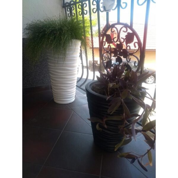Ghiveci decorativ de flori, rotund, inalt, alb, 39x75 cm, Sand Slim - imagine 4