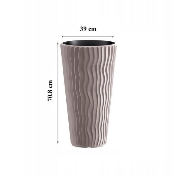Ghiveci decorativ de flori, rotund, inalt, cafeniu, 18/45 L, 39x70.8 cm, Sandy Slim  - imagine 3