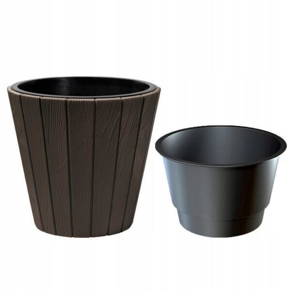 Ghiveci decorativ de flori, rotund, maro, 40/54 L, 48.8x45.7 cm, Woode - imagine 4