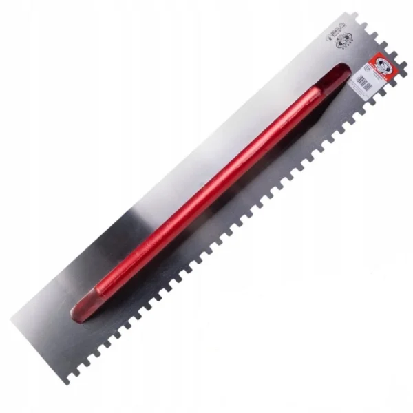 Gletiera inox, Olejnik, zimti, 10x10 mm, 13x68 cm, maner lemn lung, Rosu - imagine 2