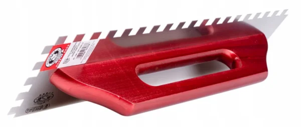 Gletiera inox, Olejnik, zimti, 12x12 mm, 13x48 cm, maner lemn lung, Rosu - imagine 2