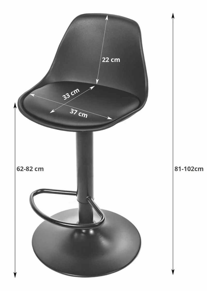 Scaun de bucatarie/bar, Artool, Hoga, rotativ, PP, piele ecologica, negru, 38x40x81-102 cm 2 Scaun de bucatarie/bar, Artool, Hoga, rotativ, PP, piele ecologica, negru, 38x40x81-102 cm