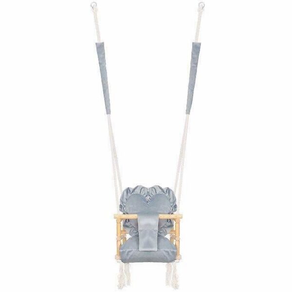 Leagan pentru copii, lemn, perna inima albastru deschis, 33.4x34.5x25 cm, Springos - imagine 8