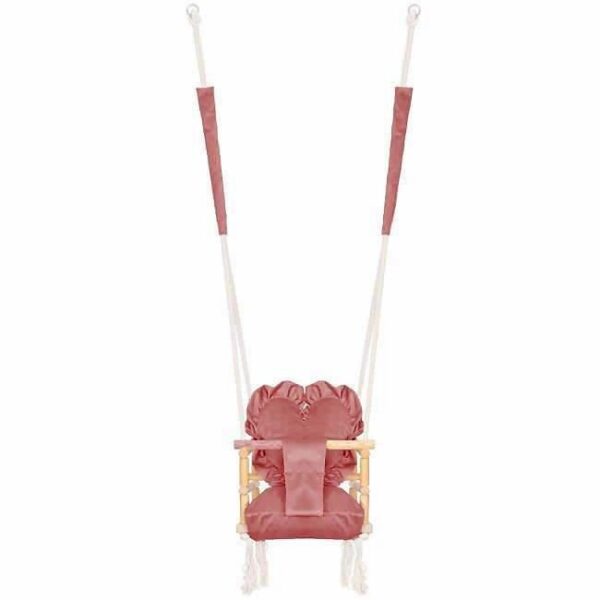 Leagan pentru copii, lemn, perna inima roz, 33.4x34.5x25 cm, Springos - imagine 10