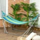 Hamac bumbac cu suport otel, geanta, albastru si verde, dungi, 188x62 cm - imagine 10