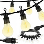 Ghirlanda luminoasa impermeabila pentru gradina 24V, cu 10 becuri economice E27, 6.6 m lungime, lumina monocroma calda