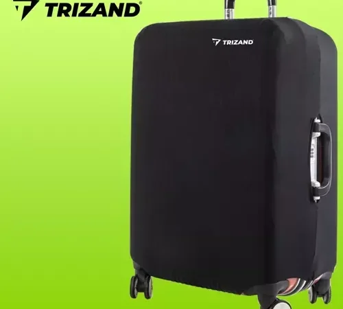 Husa pentru troler TRIZAND, marime L, material flexibil, poliester, protectie impermeabila, Negru