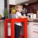 Inaltator multifunctional/ajutor de bucatarie pentru copii, ajustabil, lemn, rosu, 39x52x90 cm, Springos - imagine 5
