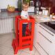 Inaltator multifunctional/ajutor de bucatarie pentru copii, ajustabil, lemn, rosu, 39x52x90 cm, Springos - imagine 4