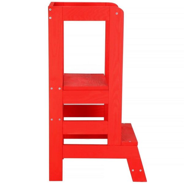 Inaltator multifunctional/ajutor de bucatarie pentru copii, ajustabil, lemn, rosu, 39x52x90 cm, Springos - imagine 14