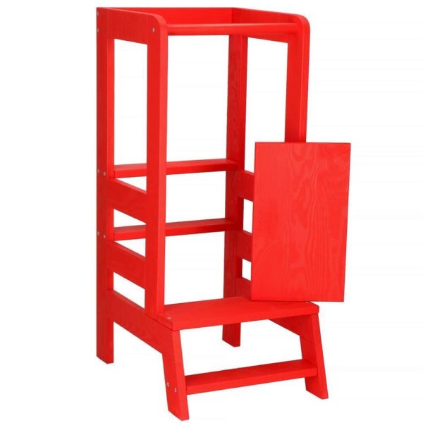 Inaltator multifunctional/ajutor de bucatarie pentru copii, ajustabil, lemn, rosu, 39x52x90 cm, Springos - imagine 12
