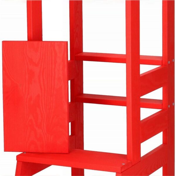 Inaltator multifunctional/ajutor de bucatarie pentru copii, ajustabil, lemn, rosu, 39x52x90 cm, Springos - imagine 11