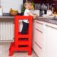 Inaltator multifunctional/ajutor de bucatarie pentru copii, ajustabil, lemn, rosu, 39x52x90 cm, Springos - imagine 8