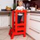 Inaltator multifunctional/ajutor de bucatarie pentru copii, ajustabil, lemn, rosu, 39x52x90 cm, Springos - imagine 7