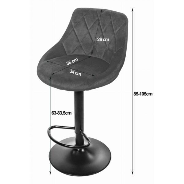 Scaun de bucatarie/bar, Artool, Kast, rotativ, catifea, verde si negru, 45.5x49x85-105 cm - imagine 6