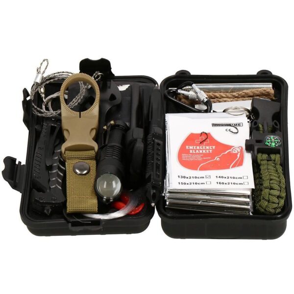 Kit turistic, supravietuire, multifunctional, cu trusa, set 21 piese, 20x11x5 cm, Springos - imagine 4