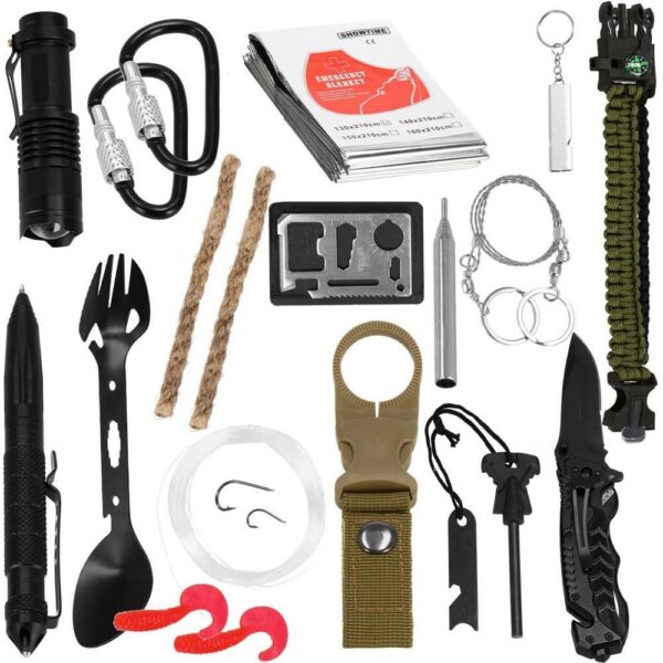 Kit turistic, supravietuire, multifunctional, cu trusa, set 21 piese, 20x11x5 cm, Springos - imagine 3