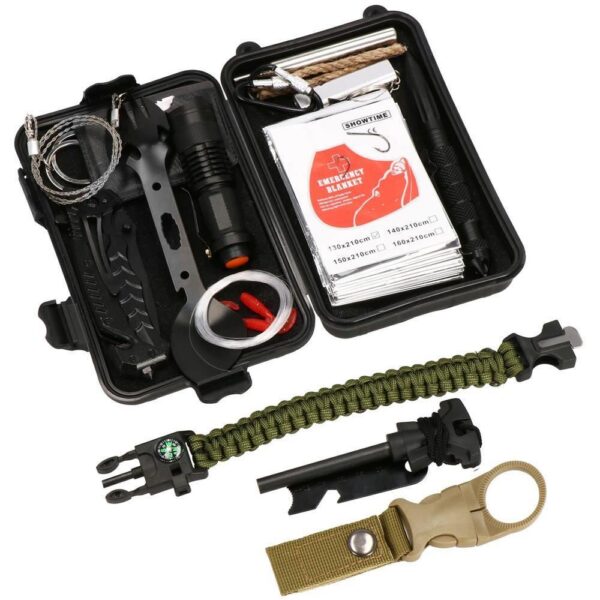 Kit turistic, supravietuire, multifunctional, cu trusa, set 21 piese, 20x11x5 cm, Springos - imagine 2