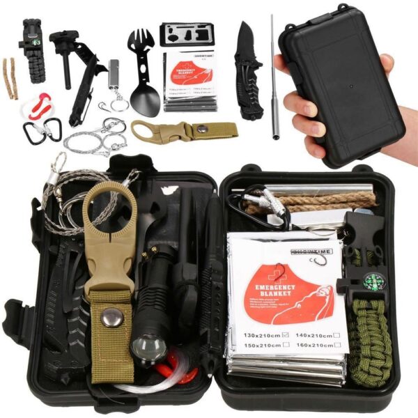 Kit turistic, supravietuire, multifunctional, cu trusa, set 21 piese, 20x11x5 cm, Springos - imagine 30
